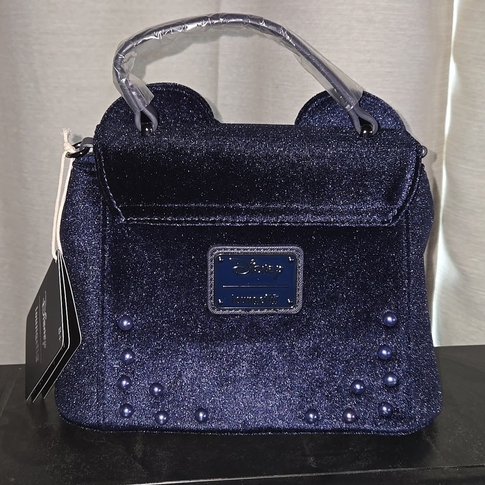 Loungefly Disney Minnie Mouse Elegant Velvet Handbag with Crossbody Strap - Picture 2 of 3